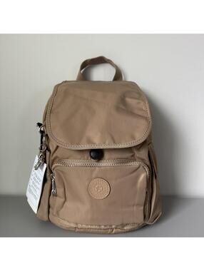 Kipling City Pack Mini Backpack in Almond Khaki NWT